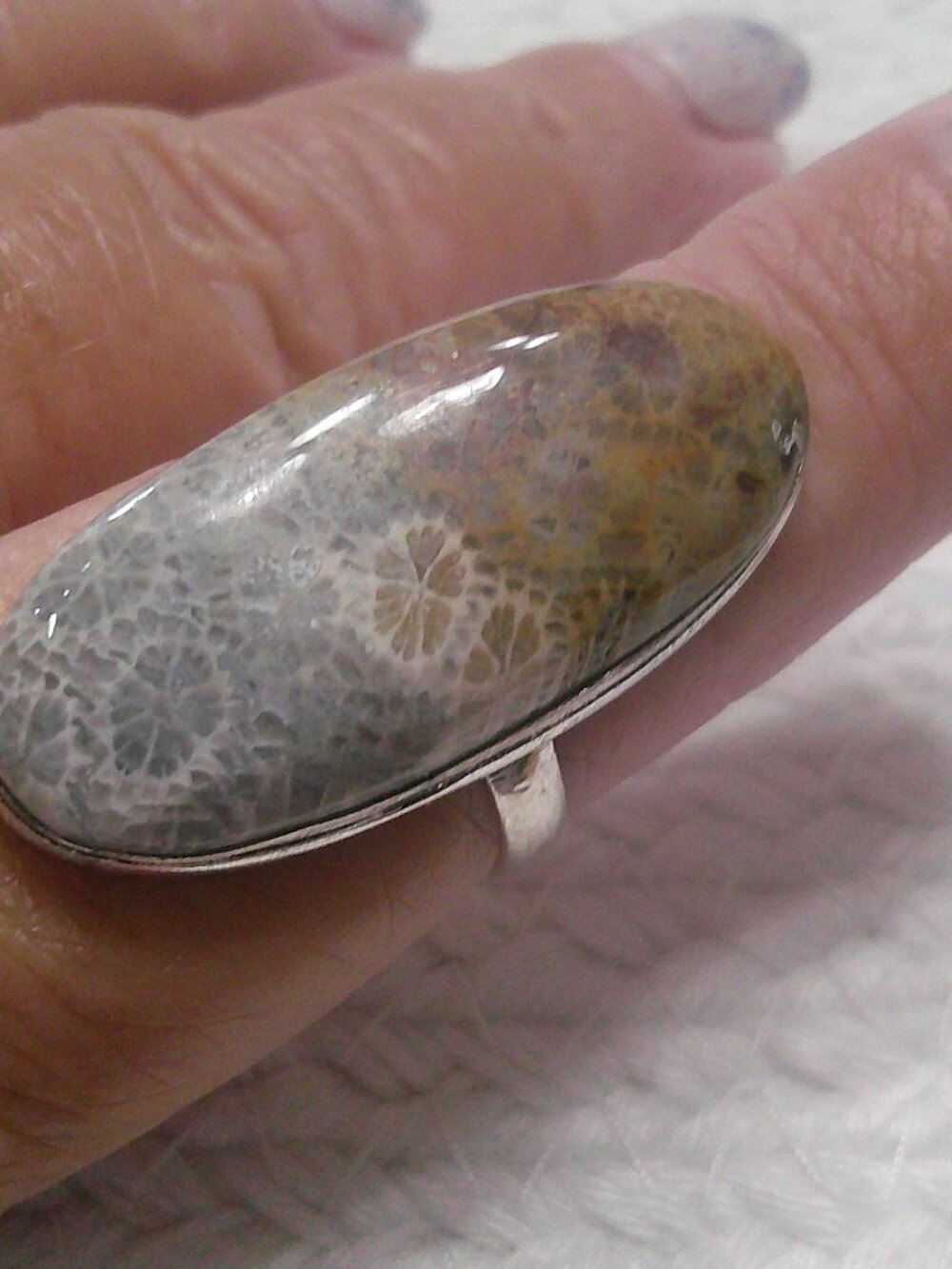 Gorgeous FOSSIL CORAL Handmade Sterling 925 Ring Size 10.25 #125F